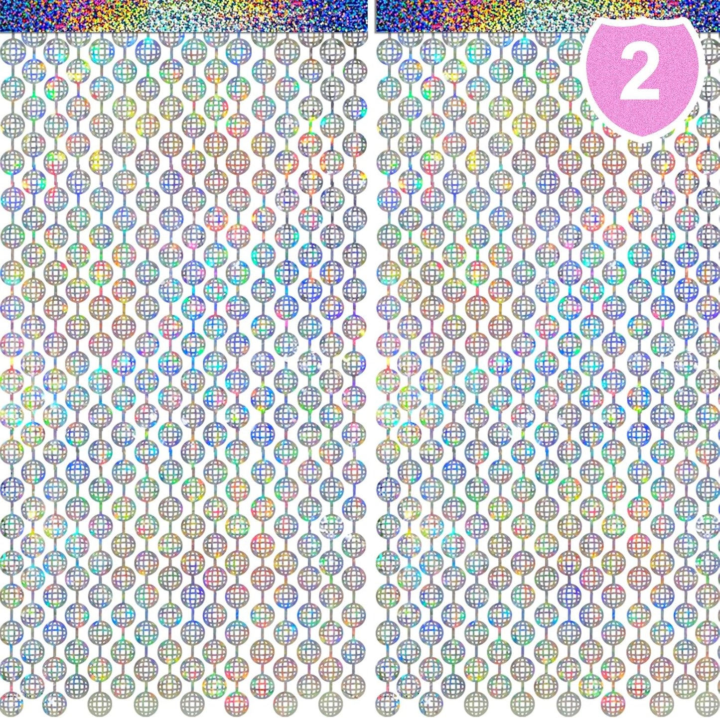 4 Packs Silver Foil Fringe Curtain, Silver Glitter Metallic Tinsel Backdrop for Birthday, Wedding, Baby Shower, Bachelorette, 70s 80s 90s Theme Disco Party, Iridescent Party Decorations Supplies