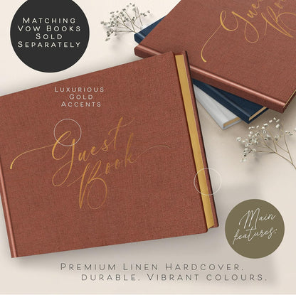 ARTESORI Wedding Guest Book for Reception — Gold-Foiled Guestbook to Sign in, Elegant Baby Shower Guest Book for Party & Birthday — Terracotta Photo & Polaroid Guest Book for Wedding & Bridal Shower