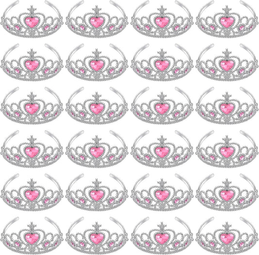 Zhanmai 24 Pcs Tiara Crown Set Princess Crown for Girls Plastic Tiaras Dress up Costume Party Favor Accessories Kid Birthday (Pink)