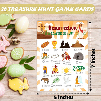 Resurrection Scavenger Treasure Hunt Game Cards, Christian Scavenger Hunt Games for Church, Easter Party Birthday Party Holiday Supplies Activities(25 Game Cards), 04