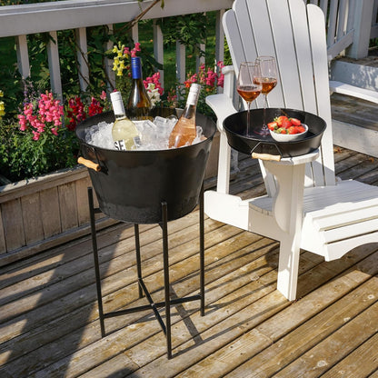 Twine Cheers Beverage Tub, Galvanized Tubs for Entertaining, Drink Buckets for Parties, Large Ice Tub and Gift Basket, Beer Buckets, Cream, 6.3 Gallons Set of 1