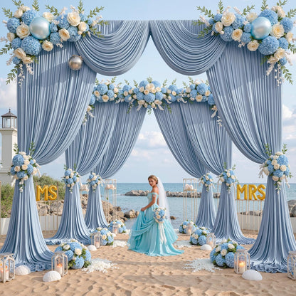 10 ft x 10 ft Wrinkle Free White Backdrop Curtains for Wedding Parties, Polyester Photography Backdrop Drapes for Birthday Parties Stage Backdrop Stand, 2 Panels 5x10FT Background Curtains