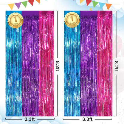 Black Fringe Curtain Party Streamers 2Pack 3.3x8.3 Ft Foil Fringe Backdrop Curtains for Birthday Wedding Bridal Baby Shower Halloween Decor Tinsel Streamers Black Party Decorations Door Streamers