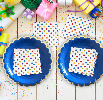 Gift Boutique 100 Rainbow Dot Cocktail Beverage Napkins Disposable Paper Colorful Polka Dots Dessert Napkin for Spring Carnival Festival Holiday Bridal & Baby Shower Tableware Party Supplies
