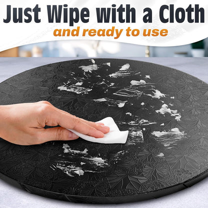 12 Inch Cake Drum, Black Cake Board for Picture-Ready Celebration Cakes, 1/2 Inch Thick Round Cardboard Base with Grease & Moisture Resistant Surface and Decorative Pattern for Parties and Weddings