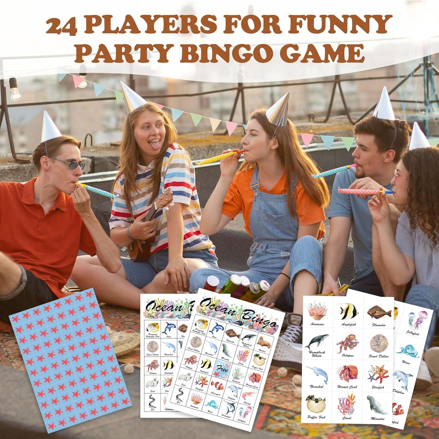Book Bingo Game, Reading Party Bingo Cards Set, Read Themed Party Games Supplies for Book Lovers, Adults Family Friends Holiday Activities Favors Decorations for 24 Player, 01
