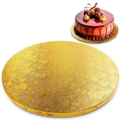 12 Inch Cake Drum, Black Cake Board for Picture-Ready Celebration Cakes, 1/2 Inch Thick Round Cardboard Base with Grease & Moisture Resistant Surface and Decorative Pattern for Parties and Weddings