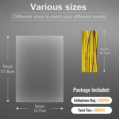 Clear Candy Bags 100pcs 6X10 Cellophane Treat Bag Party Favor Goodie Cake Pop Gift Apple Cello for Gift Baskets Bakery Cookie with Ties