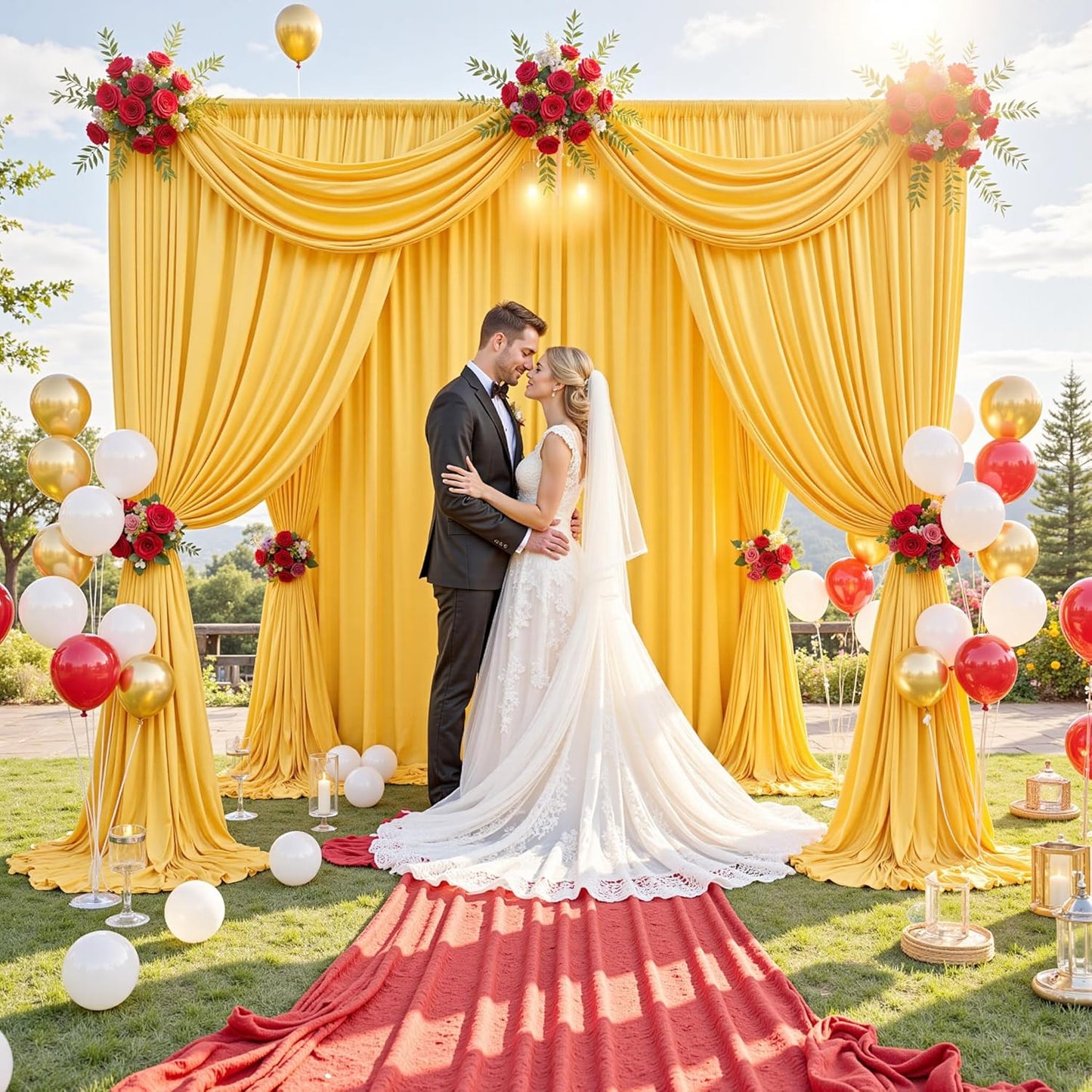 10 ft x 10 ft Wrinkle Free White Backdrop Curtains for Wedding Parties, Polyester Photography Backdrop Drapes for Birthday Parties Stage Backdrop Stand, 2 Panels 5x10FT Background Curtains