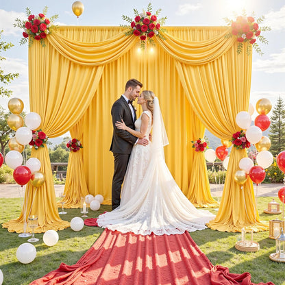 10 ft x 10 ft Wrinkle Free White Backdrop Curtains for Wedding Parties, Polyester Photography Backdrop Drapes for Birthday Parties Stage Backdrop Stand, 2 Panels 5x10FT Background Curtains