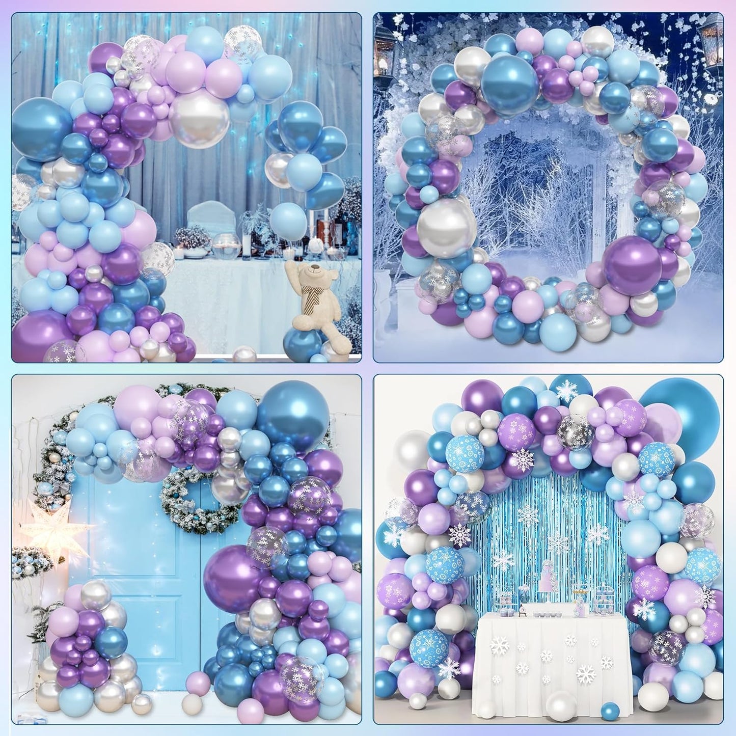 Amandir 153pcs Pink Purple Balloon Garland Arch Kit, Different Sizes 18 12 10 5 inch Pink Purple Red Latex Metallic Confetti Purple Balloons for Girl Women Birthday Bridal Baby Shower Party Decoration