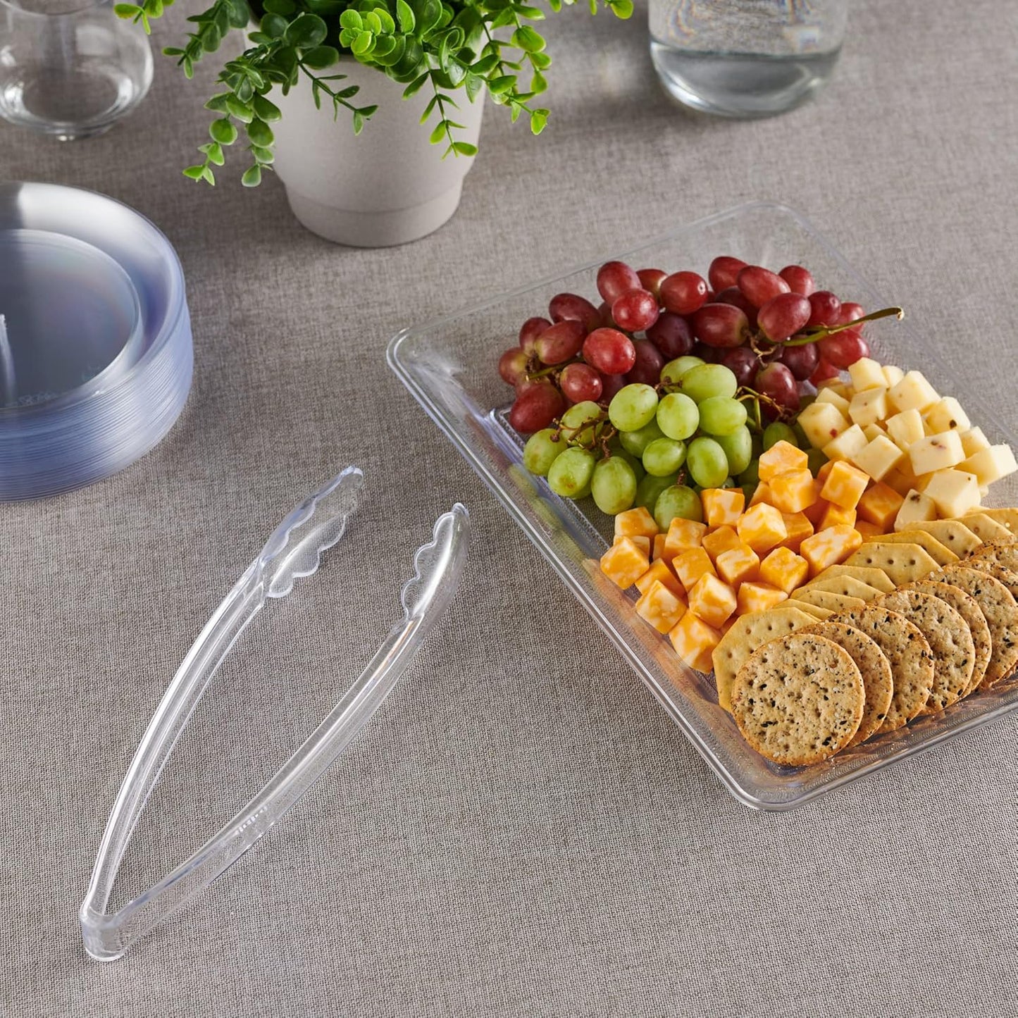 [Black Tongs 7.5'' Inches] Plasticpro 7.5'' Serving Tongs Heavy Duty Reusable Kitchen and BBQ Black Serving Tong for party's, Caterings, Events, Buffet, Weddings, And every Day use Pack of 12