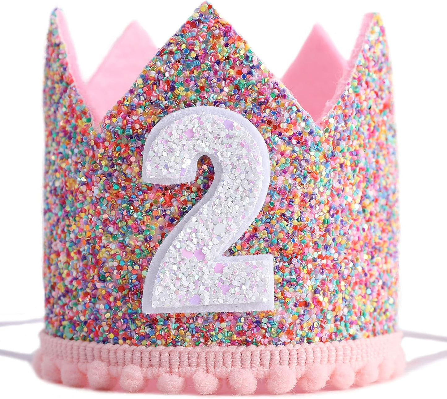 Rainbow Crown - 4th Birthday Party Glitter Crown, Kids Birthday Hats, Baby Photo Props, Little Girls Hair Accessories