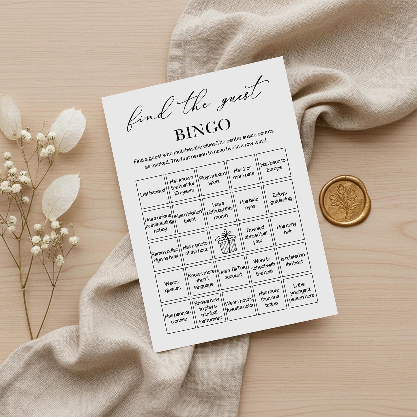 Birthday Bingo Game Cards, 25 Unique Sheets, Adult Birthday Party Games, Icebreaker Fun for Guests, Engaging Bingo Game for Adults, Party Entertainment Activity