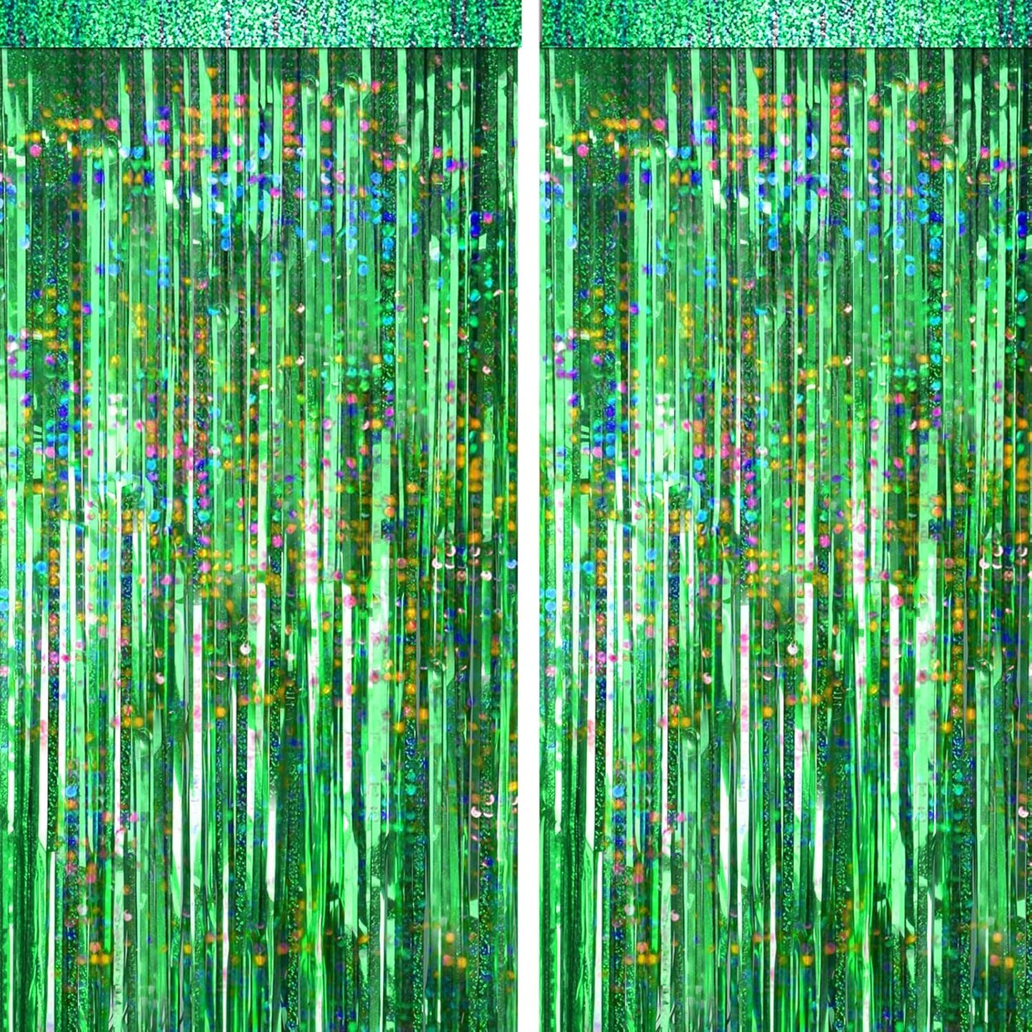 4 Packs Silver Foil Fringe Curtain, Silver Glitter Metallic Tinsel Backdrop for Birthday, Wedding, Baby Shower, Bachelorette, 70s 80s 90s Theme Disco Party, Iridescent Party Decorations Supplies