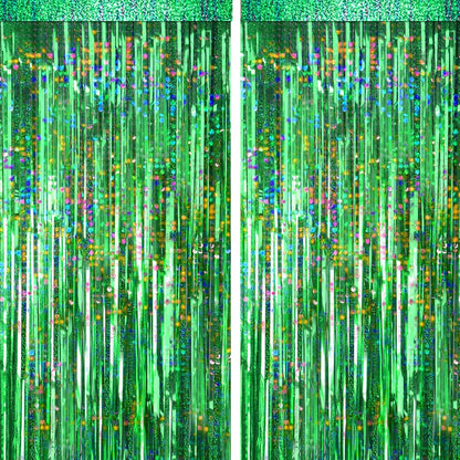 4 Packs Silver Foil Fringe Curtain, Silver Glitter Metallic Tinsel Backdrop for Birthday, Wedding, Baby Shower, Bachelorette, 70s 80s 90s Theme Disco Party, Iridescent Party Decorations Supplies