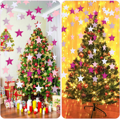 Patelai Glitter Star Garland Banner 2026 Graduation Decor 130 Feet Star Hanging Banner Twinkle Backdrop for Party Birthday Classroom Wedding Supplies(Gold)
