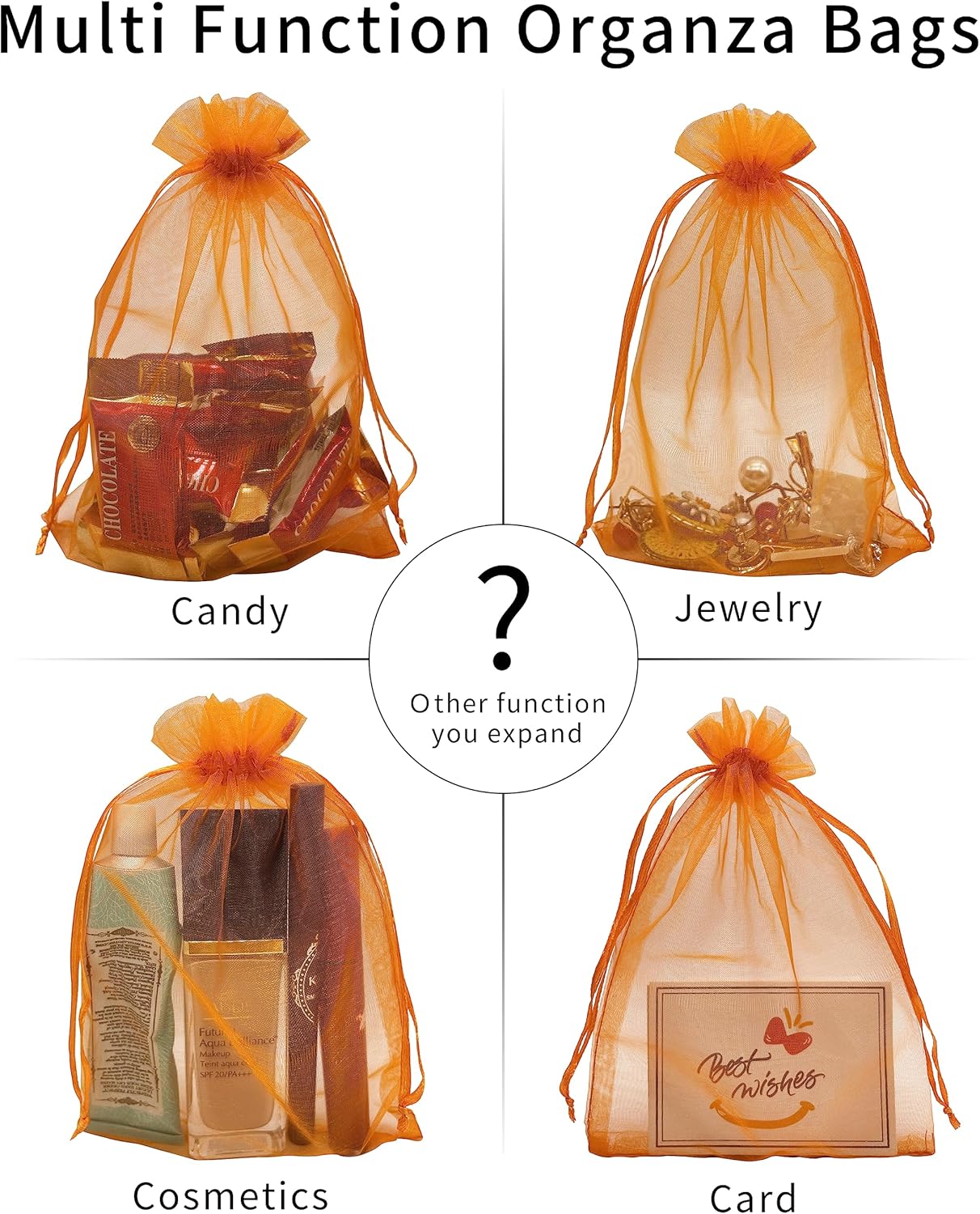 Jexila 120PCS Sheer Organza Bags 5X7 inches Mesh Drawstring Gift Bags Small for Jewelry Wedding Party Baby Shower Favor Bags (Rainbow )