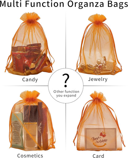 Jexila 120PCS Sheer Organza Bags 5X7 inches Mesh Drawstring Gift Bags Small for Jewelry Wedding Party Baby Shower Favor Bags (Rainbow )