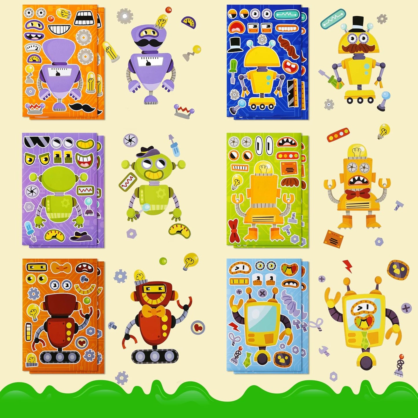 JOYIN 24 Sheets 9"x6" Make a face Stickers for Kids, Make Your Own Stickers with Unicorn, Dinosaur, Sea and Safari Animals, Party Favors Kids Crafts, Goodie Bags Stuffers Classroom Activities