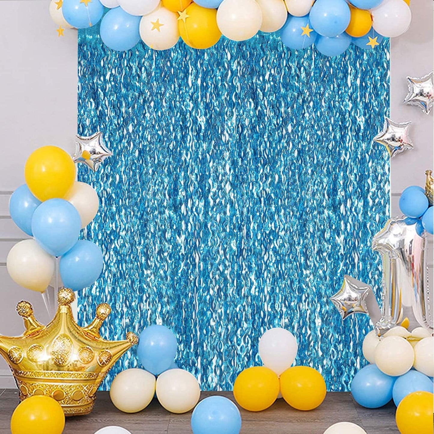 3 Pack Colorful Foil Fringe Curtain Backdrop - 6.6 x 3.3 ft Wavy Rainbow Tinsel Backdrop Curtain Metallic Streamers Iridescent Holiday Photo Booth Party Decorations