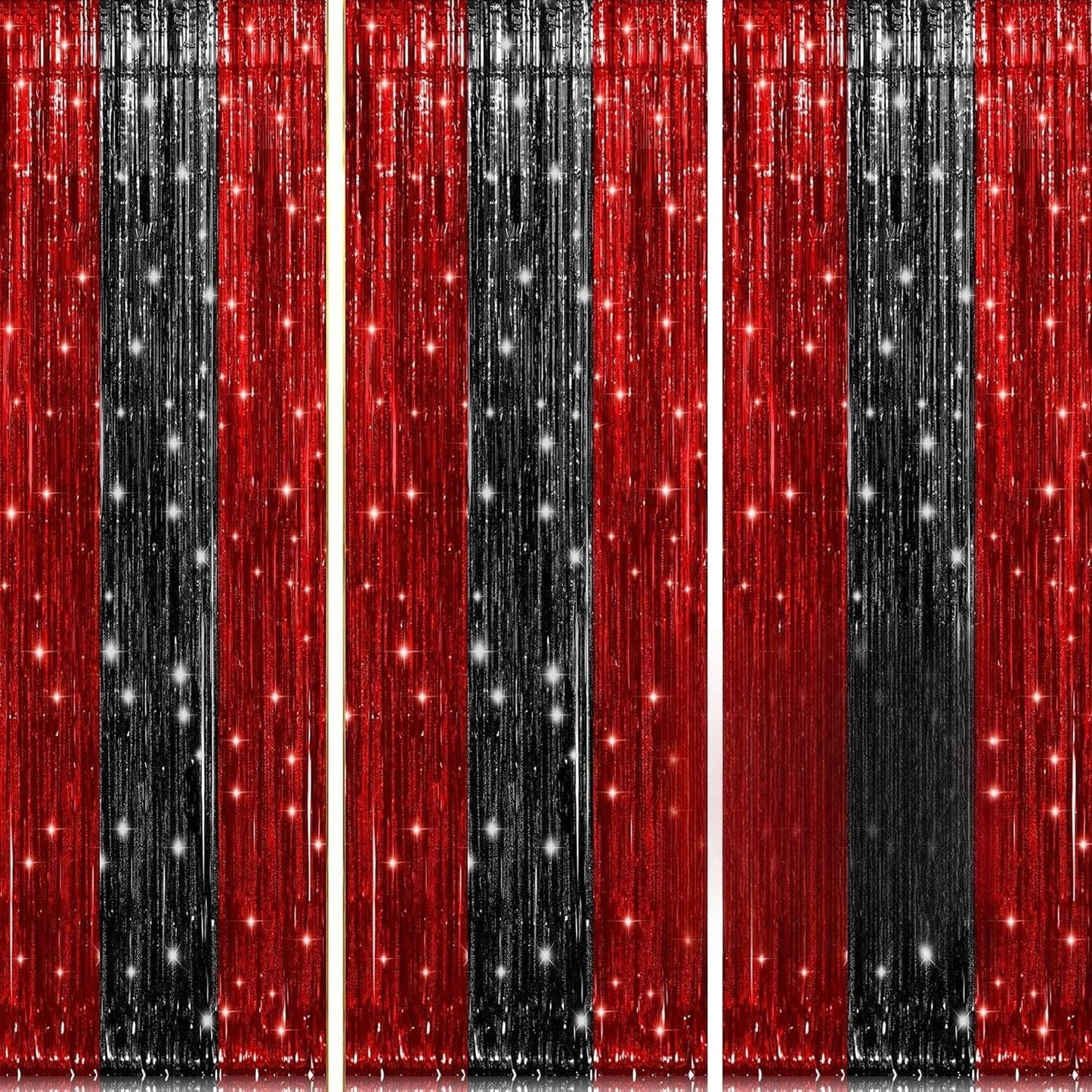 Birthday Party Decorations: 3 Pack 3.3 x 9.9 ft Gold Foil Fringe Curtains Party Supplies, Tinsel Curtain Backdrop for Parties/Birthday/Photo Booth