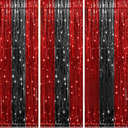 Birthday Party Decorations: 3 Pack 3.3 x 9.9 ft Gold Foil Fringe Curtains Party Supplies, Tinsel Curtain Backdrop for Parties/Birthday/Photo Booth