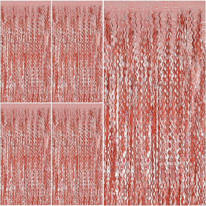 Tinsel Foil Fringe Curtains Wavy Backdrop for Parties Sparkle Metallic Wavy Foil Fringe Backdrop Curtain for Party Decorations Photo Booth Props for Birthday Graduation Wedding