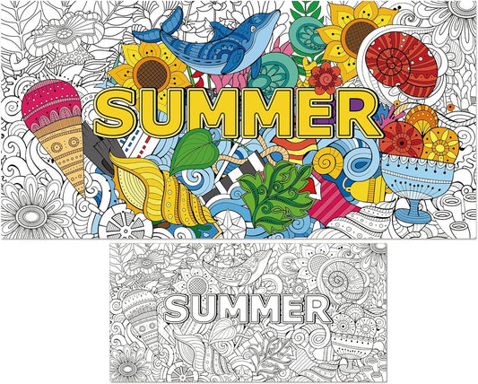 Giant Mandala Coloring Posters for Adults and Kids Jumbo Summer Coloring Tablecloth Large DIY Drawing Big Wall Pages Sheets Painting Book Art Craft Activity for Home Classroom Decor Supplies Favors