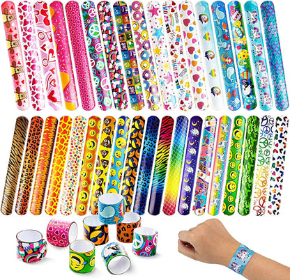 JOYIN 144 Pcs Slap Bracelets for Kids, Bulk Wristbands with Animals, Friendship, Heart, Party Favors, Classroom Prizes Birthday Exchanging Gifts,Goodies Bag Stuffers Fillers
