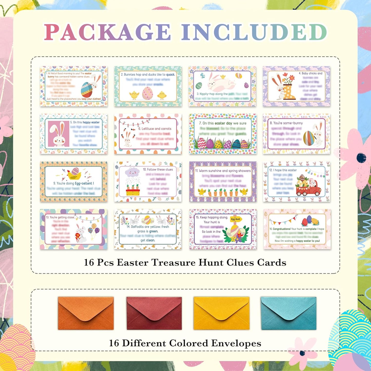Easter Scavenger Hunt, Easter Gnomes Treasure Hunt Clues Cards with Envelopes, Easter Games for Adults, Easter Egg Hunt Supplies, Easter Party Decorations Spring Activities -01