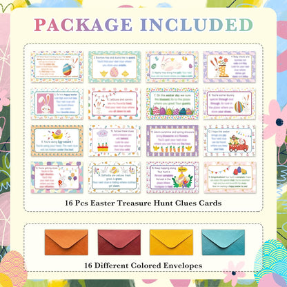 Easter Scavenger Hunt, Easter Gnomes Treasure Hunt Clues Cards with Envelopes, Easter Games for Adults, Easter Egg Hunt Supplies, Easter Party Decorations Spring Activities -01