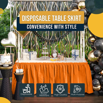 Exquisite Ruffle Table Skirt Black 6 Pack 14 Ft Long Table Skirts for Rectangle Tables 6ft Plus or Round Tables Skirts with Adhesive Strip for Gender Reveal Decor & Happy Birthday Parties