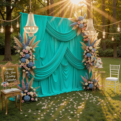 10ftx10ft Black Backdrop Curtains for Weddings Parties, Wrinkle Free 2 Panels Silky Polyester Photo Backdrop Drapes Back Drop Cloth Drapery for Birthday Mother'sDay Photography Background