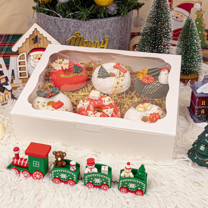 50pcs 8x5x2 Inch White Bakery Boxes Cookie Boxes with Window Treat Boxes Dessert Boxes for Cookie,Pastry,Macaron,Donut,Muffins,Chocolate,Cupcake and Candy Gift Giving