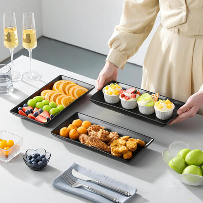 MALACASA 3 Tier Serving Trays for Party, Porcelain Serving Platters and Trays, 12 Inch Tiered Tray Stand, Fruit Tray, Trays for Serving Food, White Dessert Stand with Collapsible Sturdier Metal Rack
