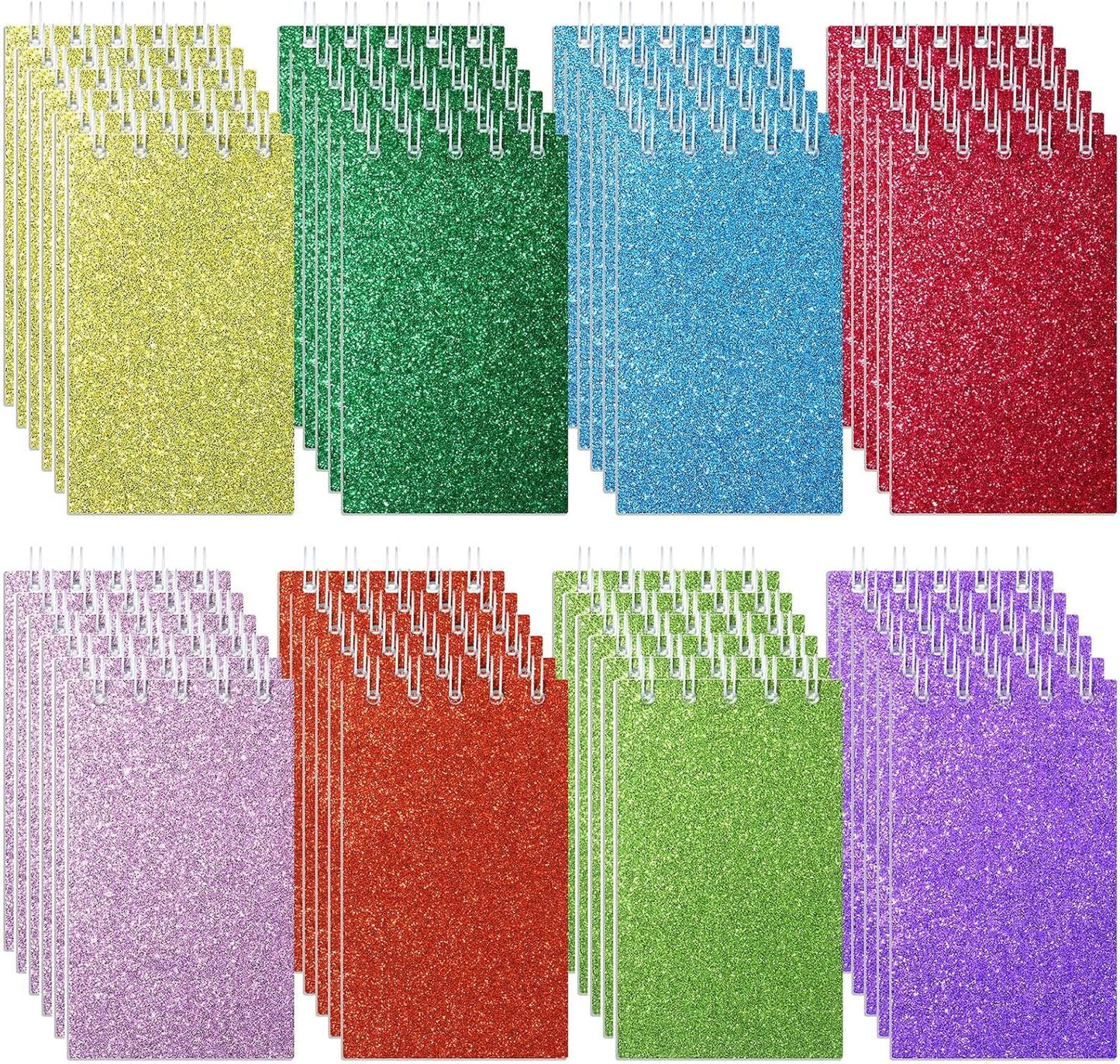 Seajan 24 Pcs Glitter Mini Spiral Notepads for Kids Party Favors Small Prism Notebooks 3.9 x 2.4 Inch Colorful Flash Memo Pads for Girls and Boys Birthday Gift Classroom Rewards 20 Pages Each
