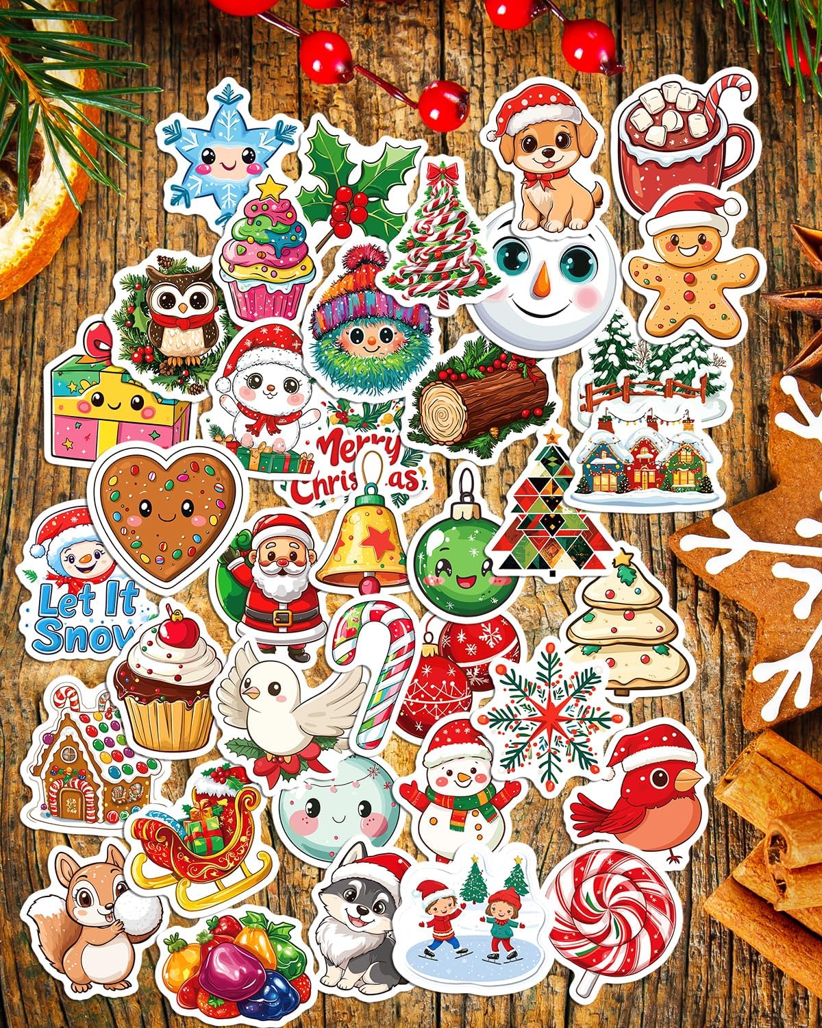 JCFIRE 200PCS Stickers for Kids, Waterproof Cute Mixed Animal Food Vinyl Scrapbook Stickers for Water Bottle, Book, Laptop, Goodie Bags Stuffers Kids Party Favors, Classroom Supplies Must Haves