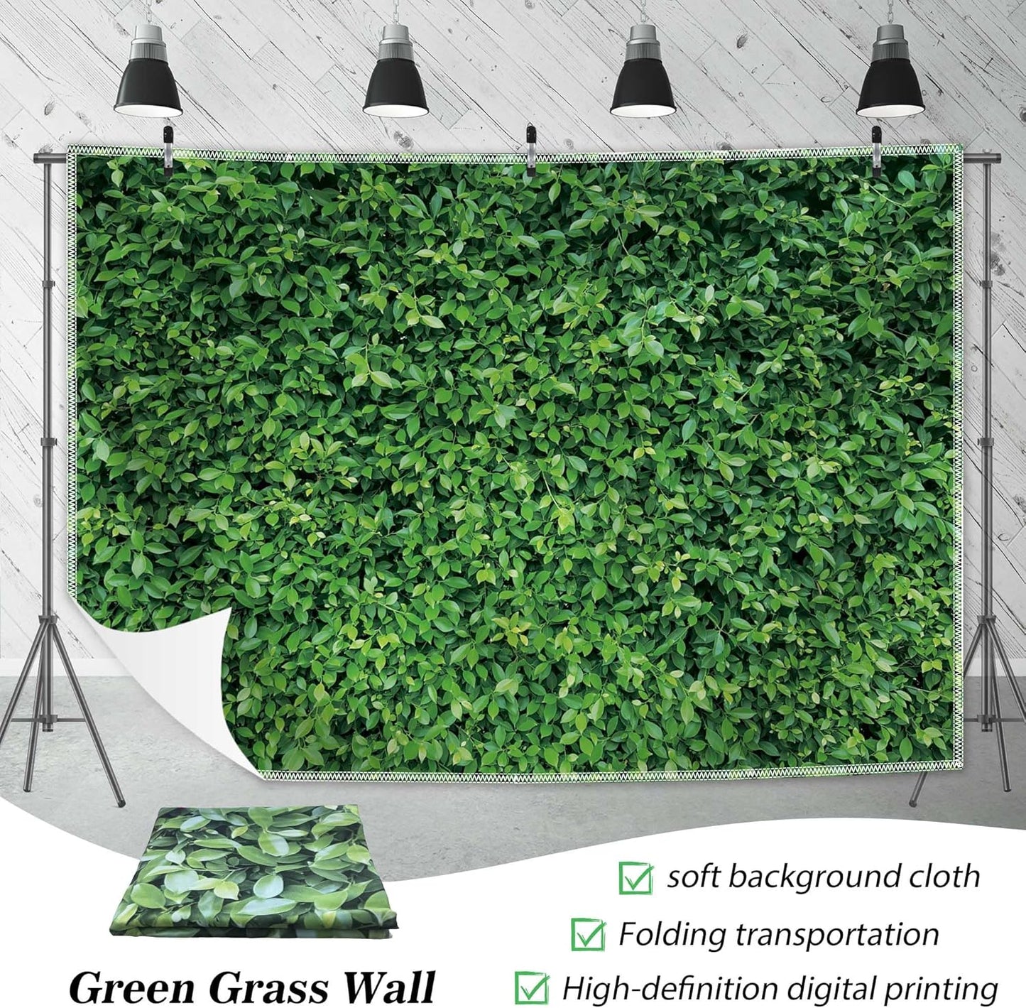 Green Leaves Backdrop - Nature Greenery Polyester Photography Background for Birthday Wedding Decor Soft Fabric Wall Banner | Baby Shower, Safari, Dinosaur Theme Photo Booth(7x5ft)