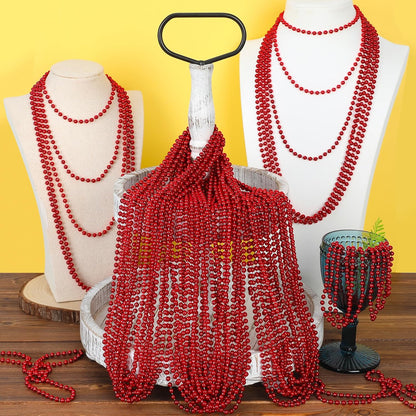 EOBOH 144PCS Mardi Gras Beads, Metallic 12 Kinds Bead Necklace Party Supplies, 33" Mardi Gras Necklace Costume Stuff, Festival Parade Throw Accessories for Wedding Birthday Celebrations Decorations