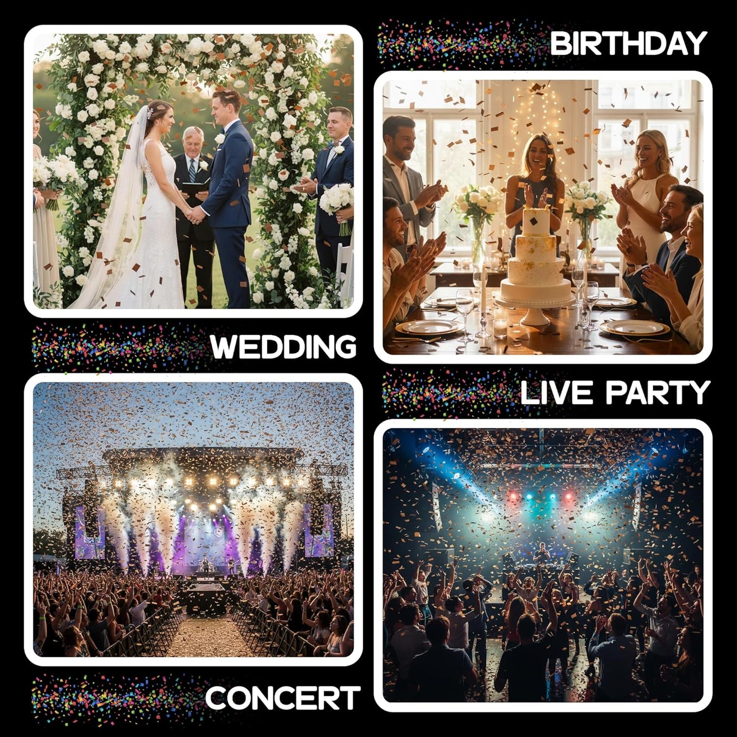 Ultimate Confetti, Multicolor Biodegradable Confetti - Rectangular Fluttering Tissue Paper Confetti for Cannon and Launcher use - Best for Holidays, Birthday, Wedding, and Parties - 1 lb, 16 oz