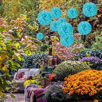 20 PCS Orange Tissue Paper Pom Poms, Tissue Pom Poms Flowers, Sizes of 6", 10", 12", 14" Hanging Paper Flower Ball for Wedding, Birthday, Halloween, Christmas, Baby Shower Party Decor