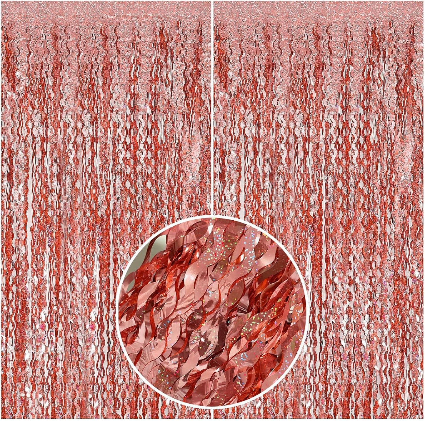 Tinsel Foil Fringe Curtains Wavy Backdrop for Parties Sparkle Metallic Wavy Foil Fringe Backdrop Curtain for Party Decorations Photo Booth Props for Birthday Graduation Wedding