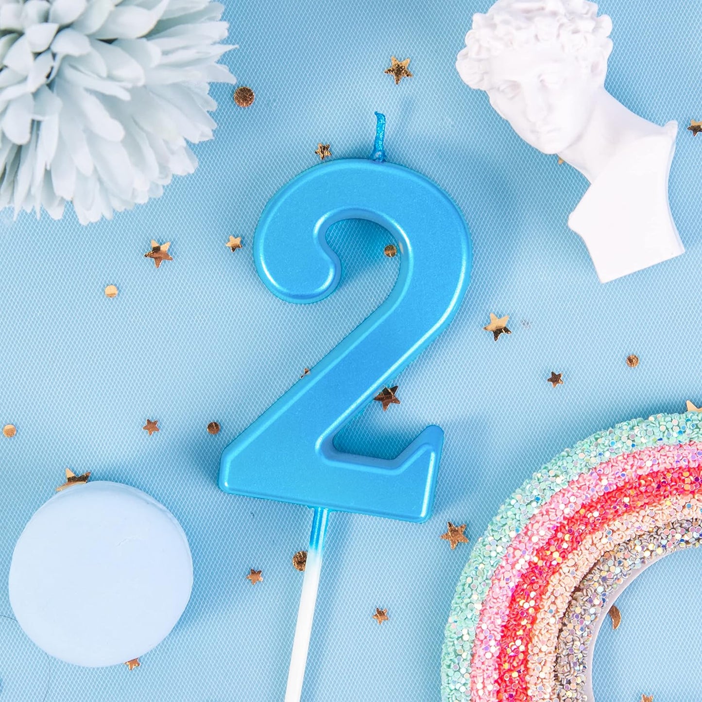 PHD CAKE 2.76 Inch Modern Gold 2 Number Birthday Candles, Gold Number Candles, Cake Number Candles, Party Celebration