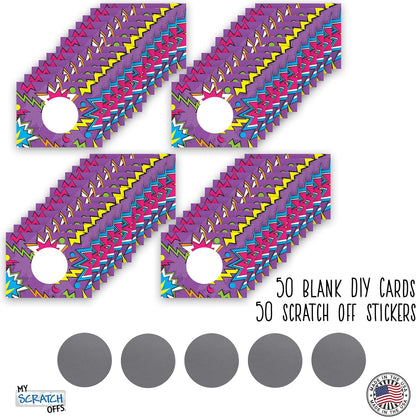 My Scratch Offs - Customizable Scratch-Off Cards Graffiti Design for Prizes, Classroom Rewards & Teacher Supplies, 50 Pack