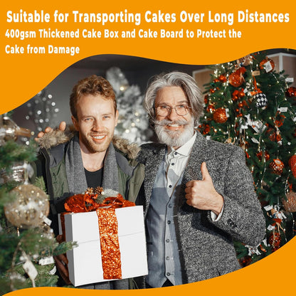 12x12x12 Inches Cake Boxes with Cake Boards, 3 Pack Premium Tall Cheesecake Boxes with Display Window for Christmas, Birthday, Wedding
