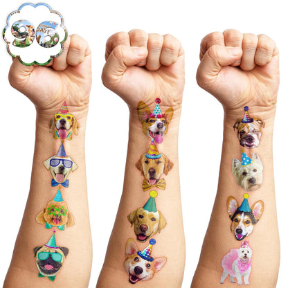 96PCS Dog Party Temporary Tattoos Stickers for Kids – Pre-Cut, Waterproof & Skin-Safe | Cute Puppy Theme 1st 2nd Birthday Supplies, Party Favors, Decorations (Normal)