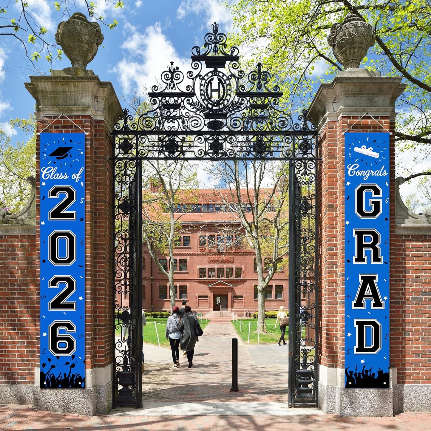 2026 Graduation Decorations, Graduation Banner Class of 2026, Hanging Congratulations/Congrats Grad Banner for Door and Porch, Party Decor - Black