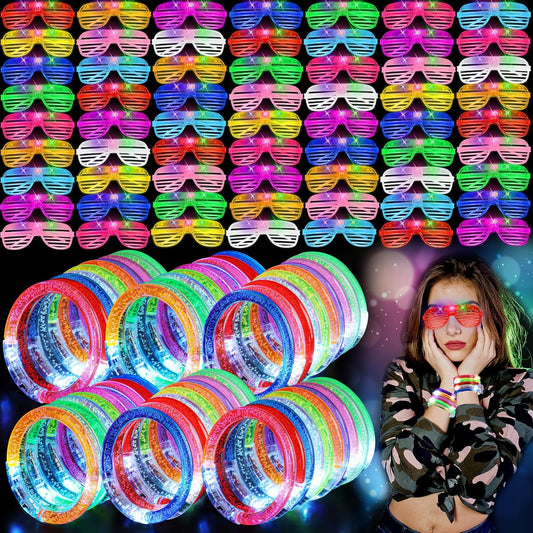 120 Pack Glow Bracelets Bulk, Glow in the Dark Party Supplies 10 Color LED Light Up Bracelets for Adults & Kids Birthday Wedding Party Favors Concert New Year Carnival Raves