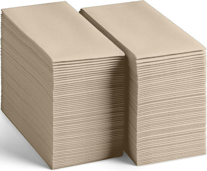 50-Pack Disposable Linen-Feel Caramel Napkins, 12" x 17" Cloth-Like Paper Dinner Napkins For Wedding, Bathroom, Party Or Event